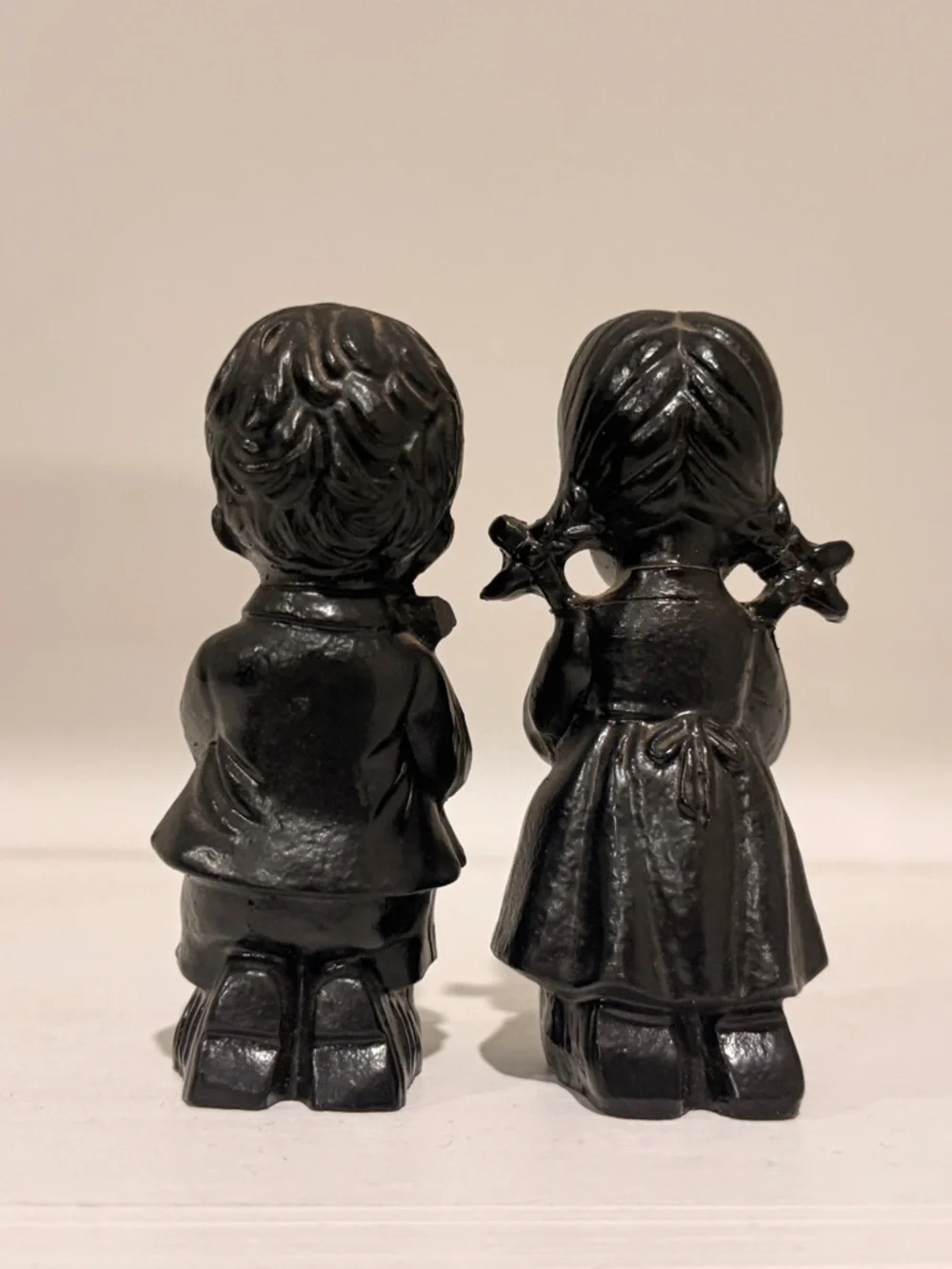 Hand Crafted Black Praying Boy and Girl Ceramic Figurines